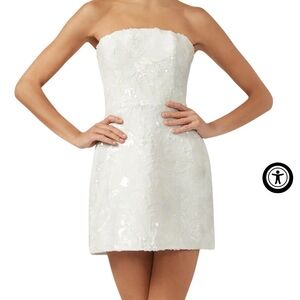 Elegant White Strapless Sequin Mini Dress